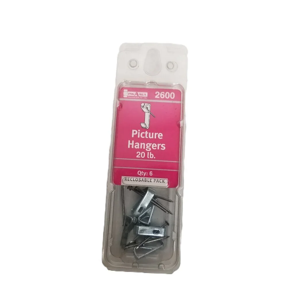 Pik A Nut 20 lb Picture Hangers 6 Pack Steel Hardware